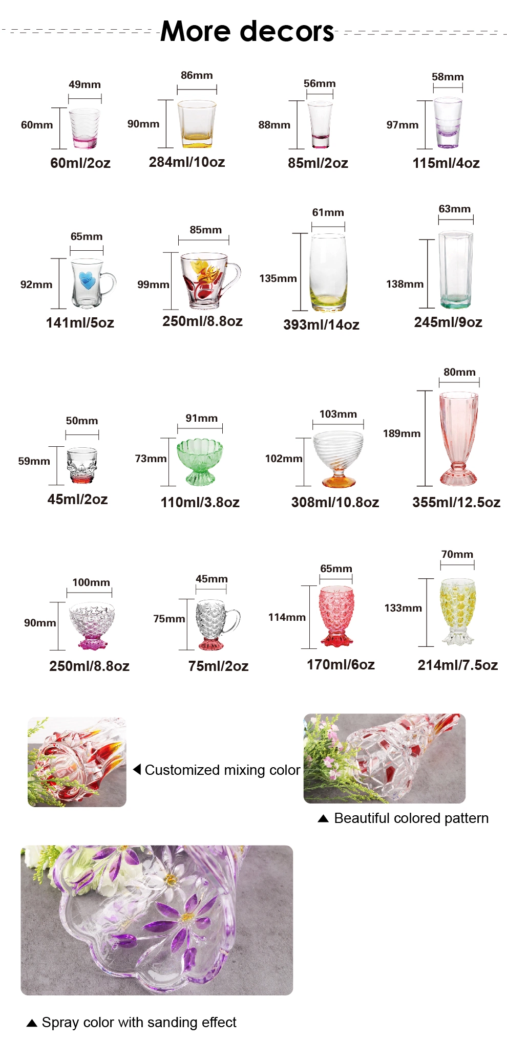 Spray Color Engraved Glass Cup Water Cups Set Solid Color Gift Juice Tumbler Drinking Wedding Party Glassware