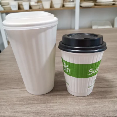 Copo de café descartável com ondulação em vidro impresso personalizado